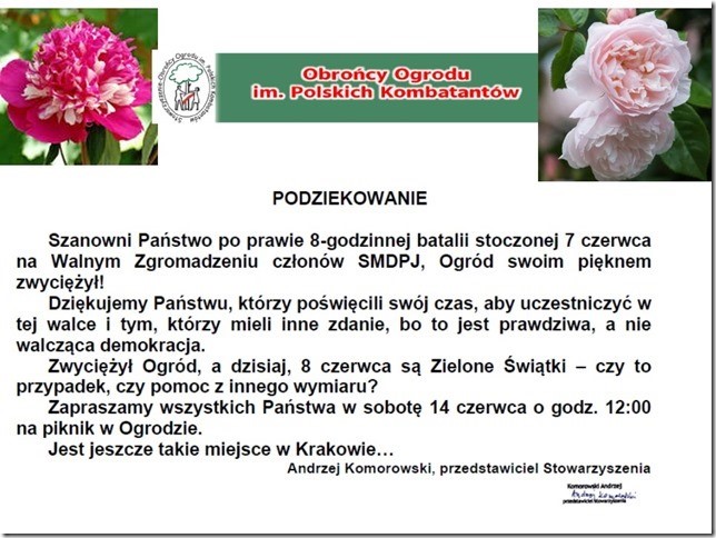 Podziękowania Podziękowania