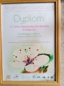 2. Dyplom za I miejsce w konkursie Ogrody Sąsiedzkie 2013